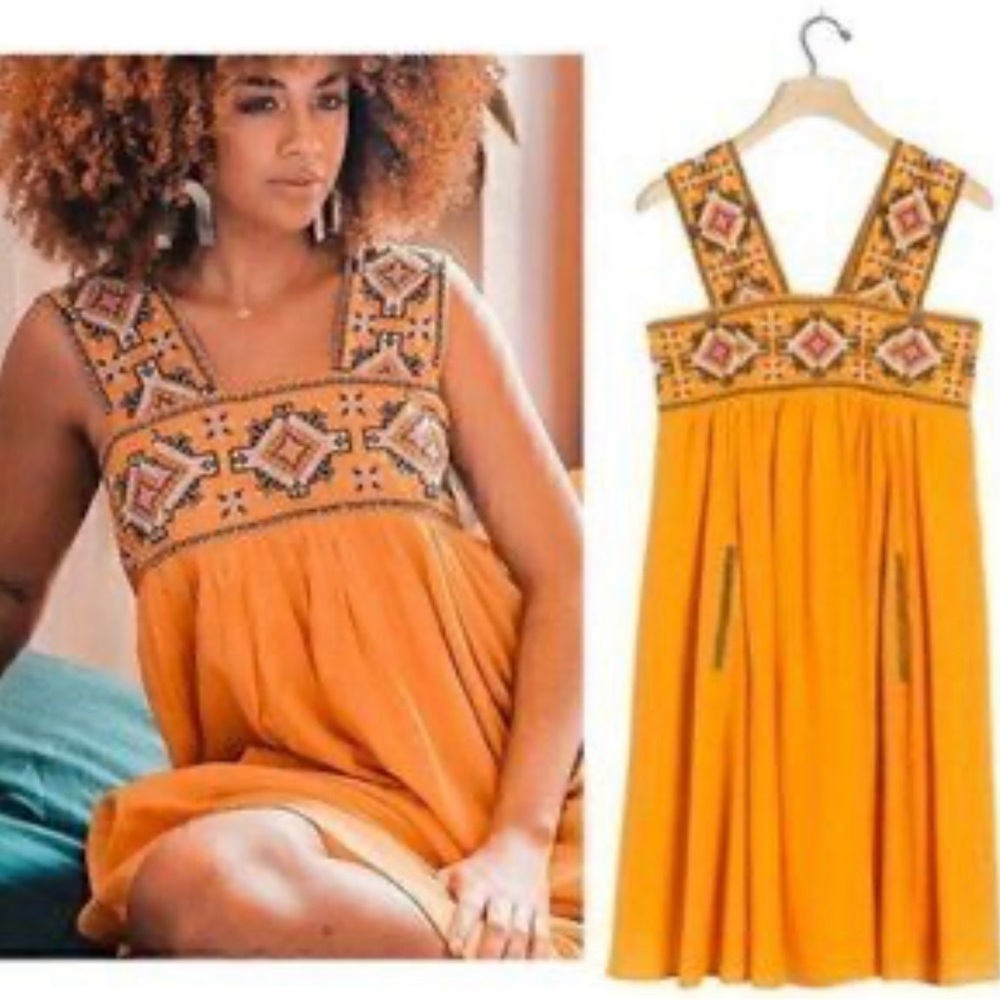 Anthropologie Teofila Embroidered Swing Dress. Size small.